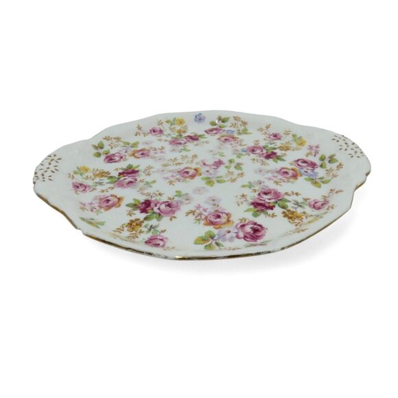 Vintage ROYAL STAFFORD Plate with Handles and Pink Roses 8 Inches - Picture 7 of 13